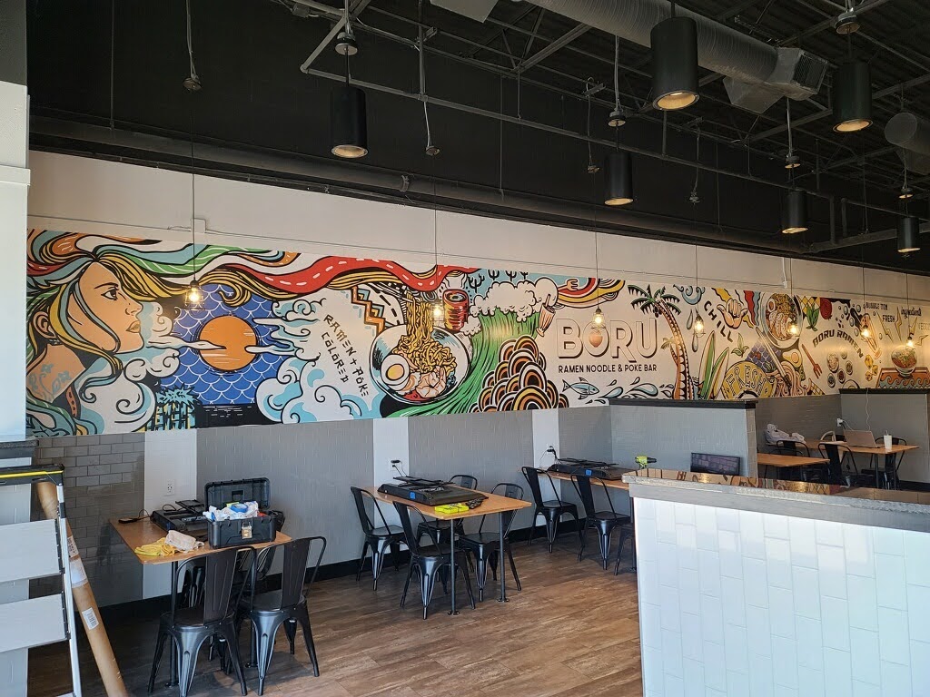 Custom Wall Murals for Interior Space of Restaurant by Blackfire Signs in Atlanta, GA